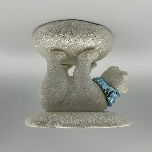 Bath and Body Works Pedestal Winter Polar Bear Glitter 3‑Wick Candle Holder - Picture 4 of 6